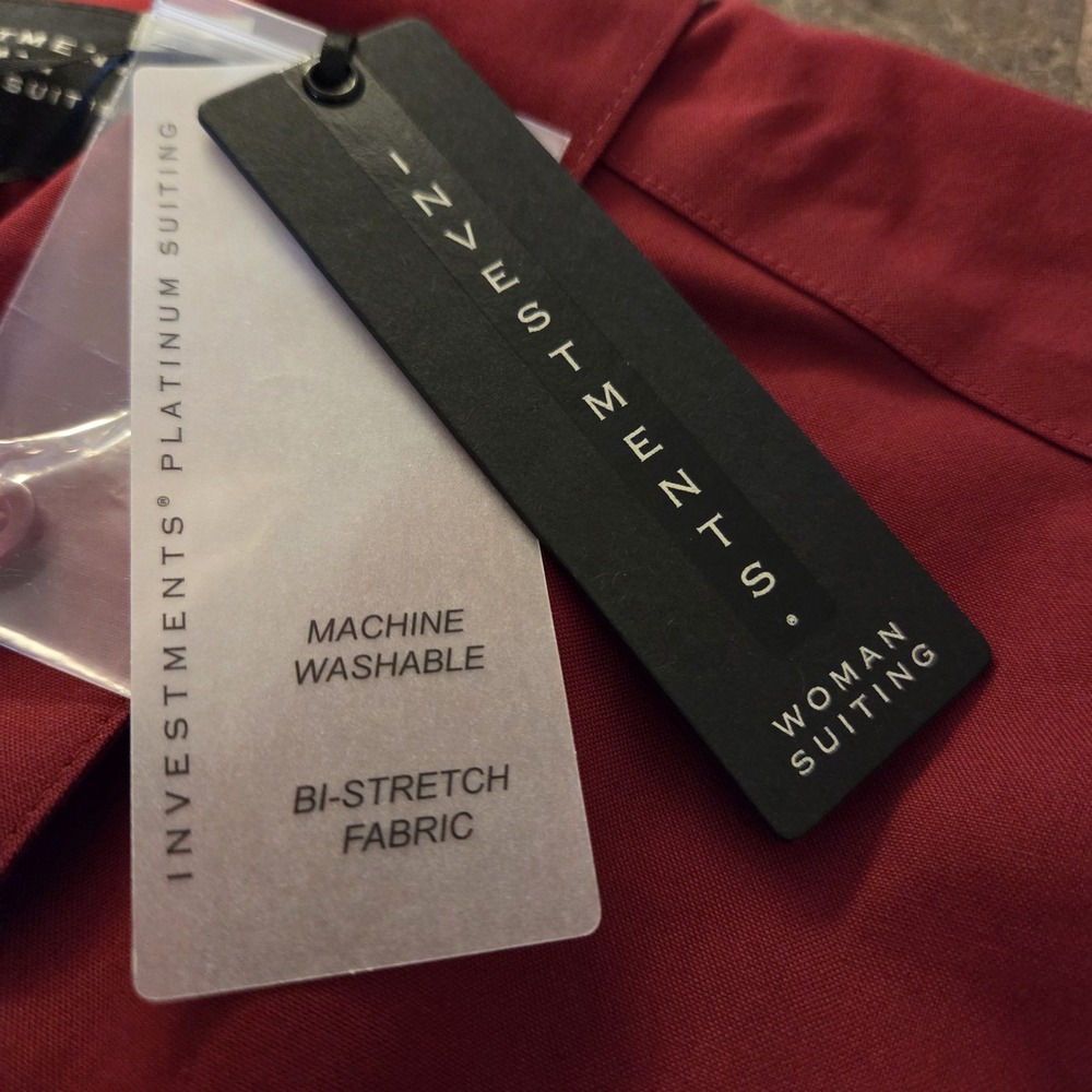 Investments sz 18W burgundy button up shirt NWT casual career basic cotton/spndx - Picture 12 of 14